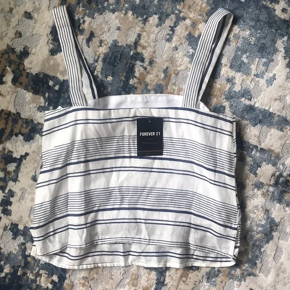 Forever 21 Linen Striped Crop Top, NWT - Picture 4 of 4